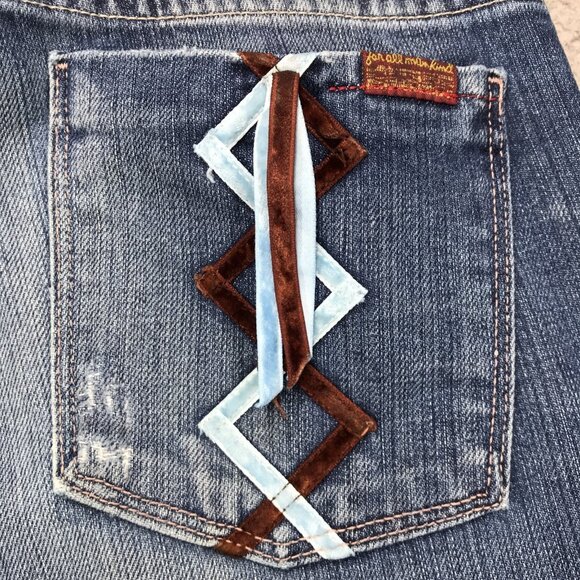 7FAM Jeans Womens Size 28 Boot Cut Low Rise Ribbon Back Pocket Faded Wash Denim - Picture 7 of 16